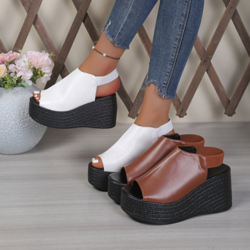Elastic Waistband Roll - Women Sandals Summer Wedge Sandals Women