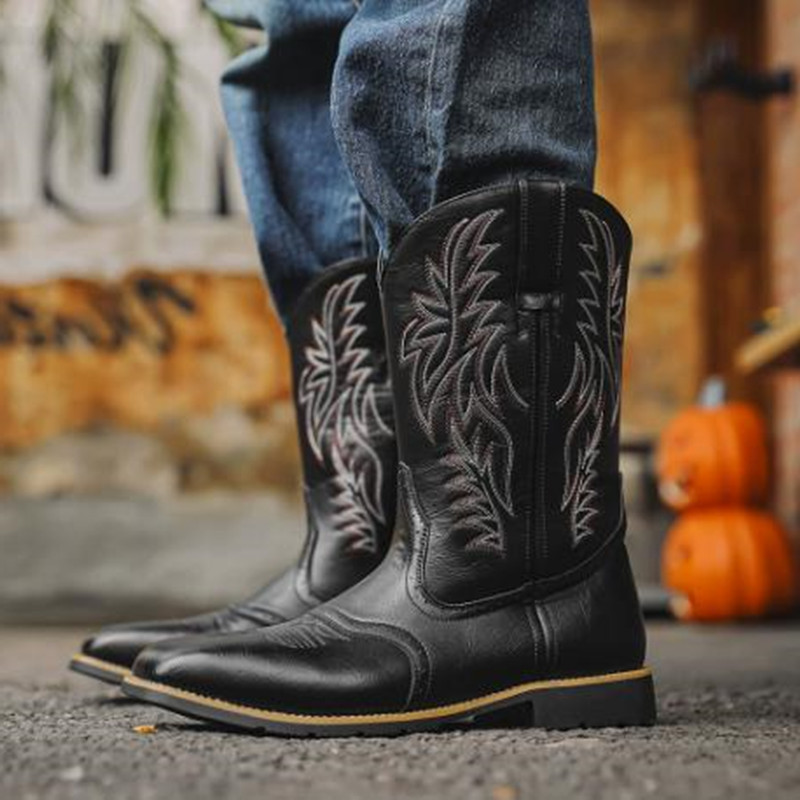 Sewing Embroidery Fabric - New Men High Boots Embroidery Retro