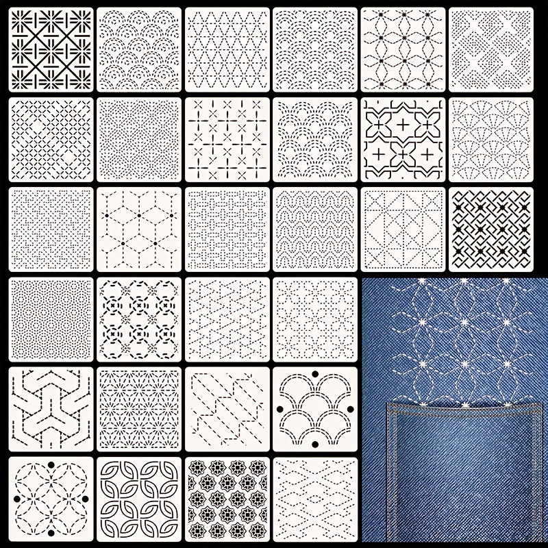 Sewing Factory - 30Pcs Embroidery Templates DIY Embroidery Patterns
