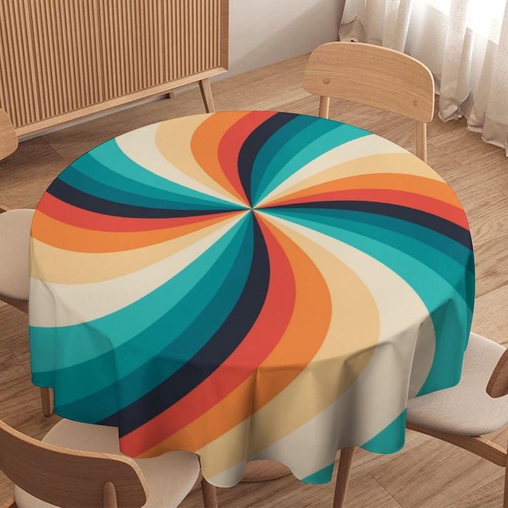 Century Textile & Sewing Supply Online Shopping - Vintage Groovy Swirl Round Tablecloth 70s