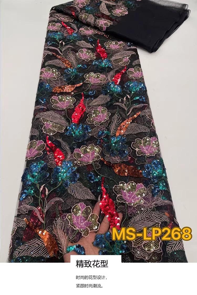 Sewing Embroidery Fabric - 1yard Luxury Double color bead flower