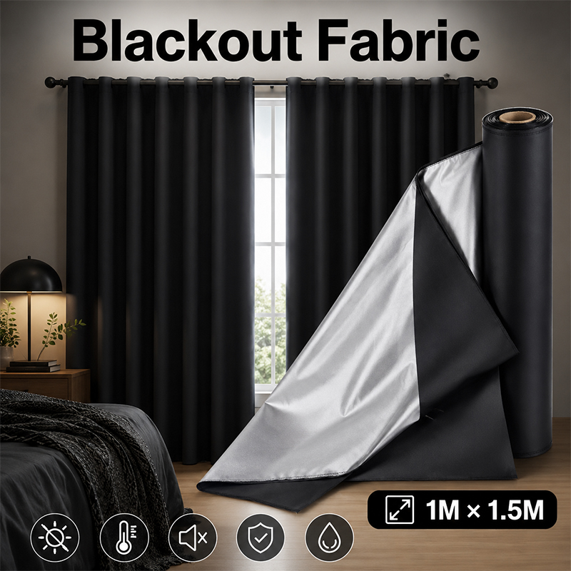 1m Black Silver Coated Blackou - Sewing Cloth recension och pris