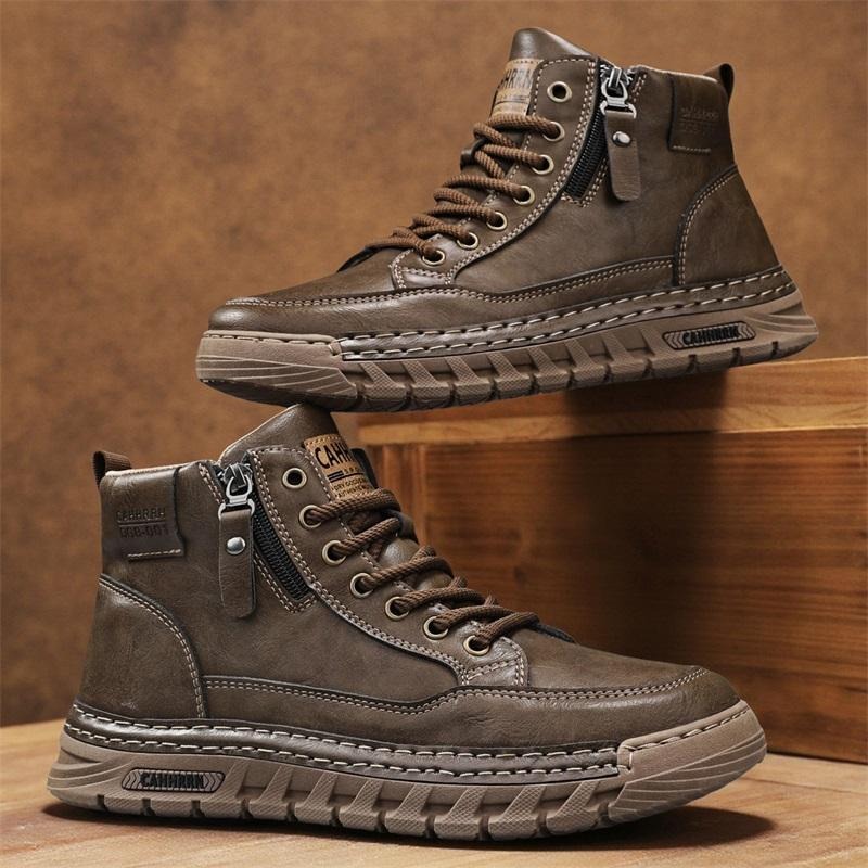 Men Leather High Top Ankle Boo - Sewing Cloth recension och pris