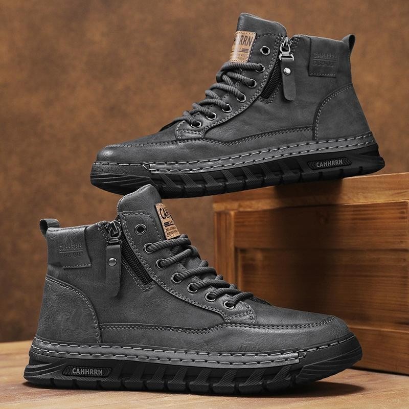 Men Leather High Top Ankle Boo - Sewing Cloth recension och pris