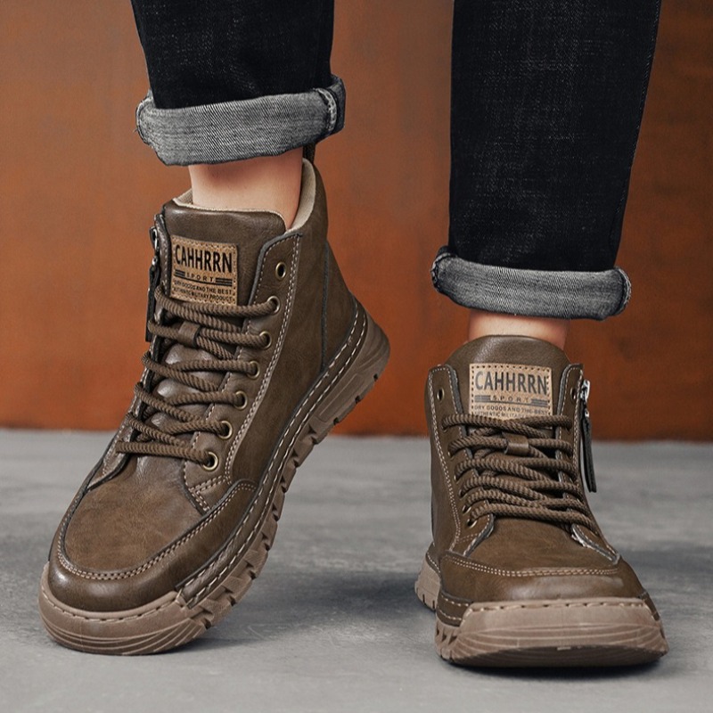 Men Leather High Top Ankle Boo - Sewing Cloth recension och pris