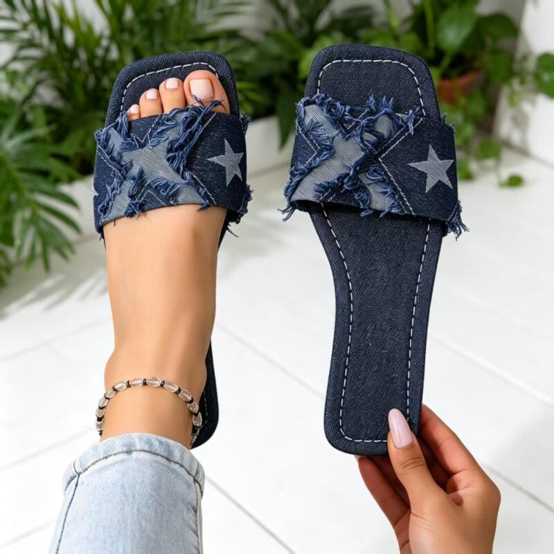 Y2K Denim Strap Flat Heel Sand - Sewing Factory recension och pris