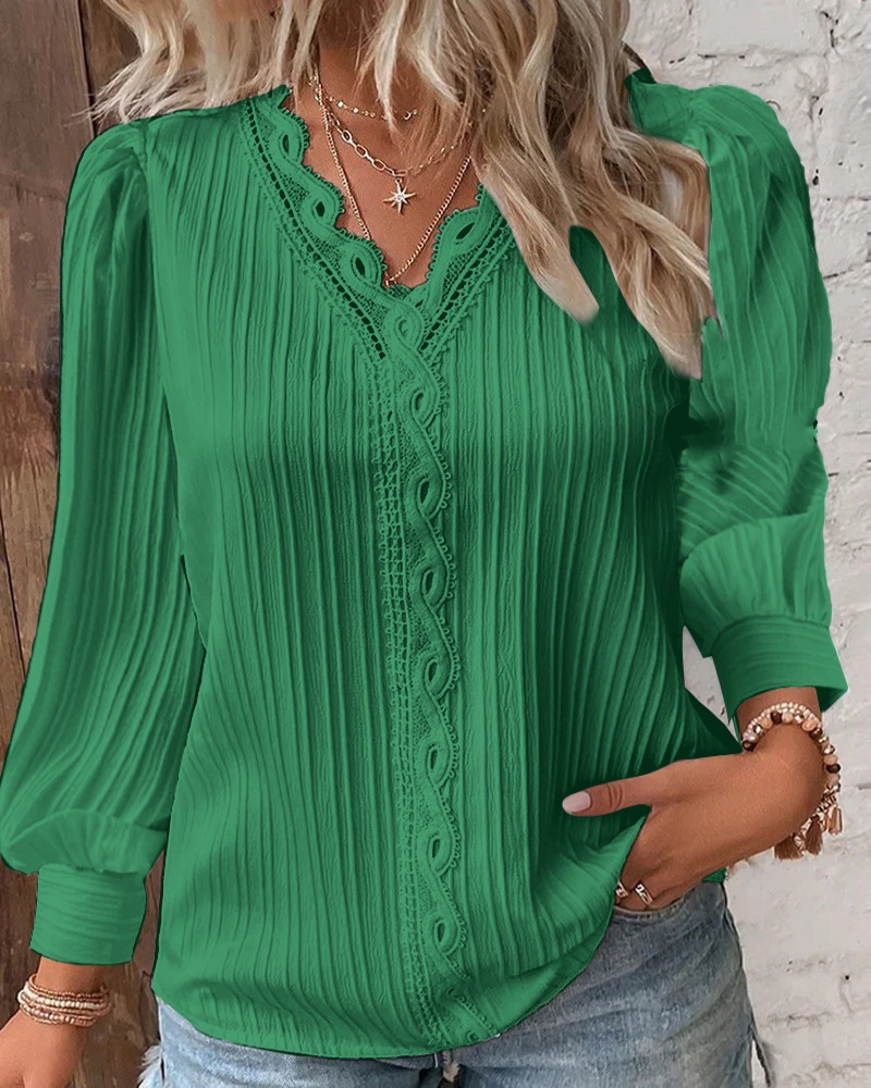 Women's White Blouses Lace Sti - Sewing V recension och pris