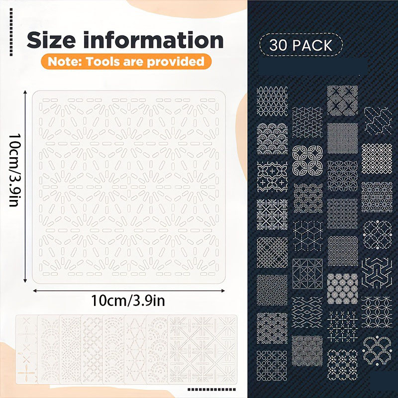 30Pcs Embroidery Templates DIY - Sewing Factory recension och pris