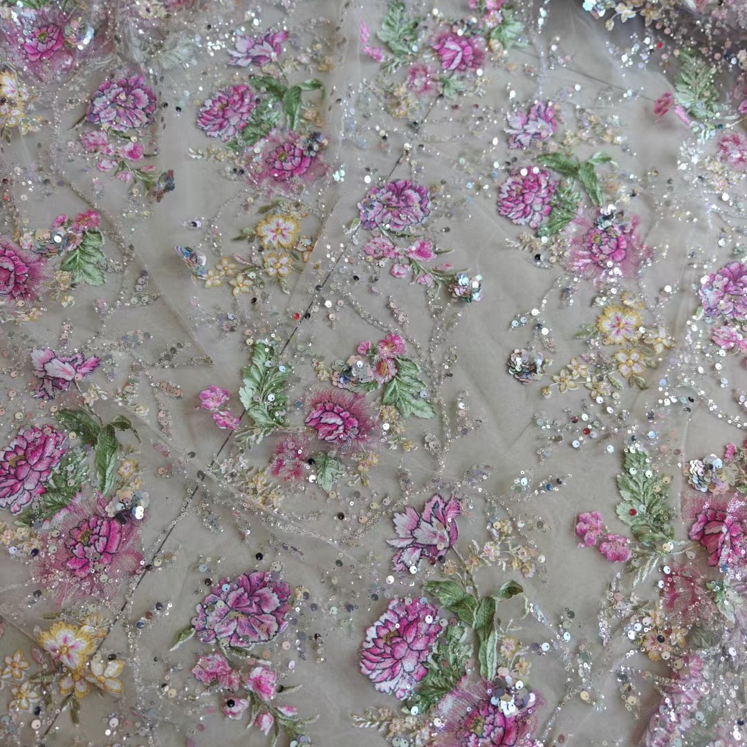 1M 120Cm Wide Luxury Beaded La - Sewing Embroidery Fabric recension och pris