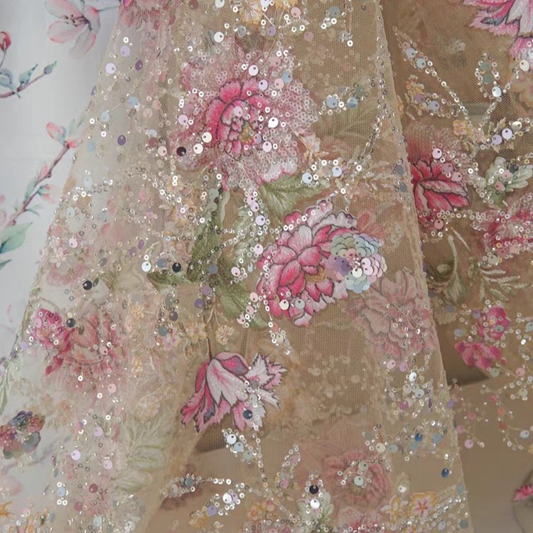 1M 120Cm Wide Luxury Beaded La - Sewing Embroidery Fabric recension och pris