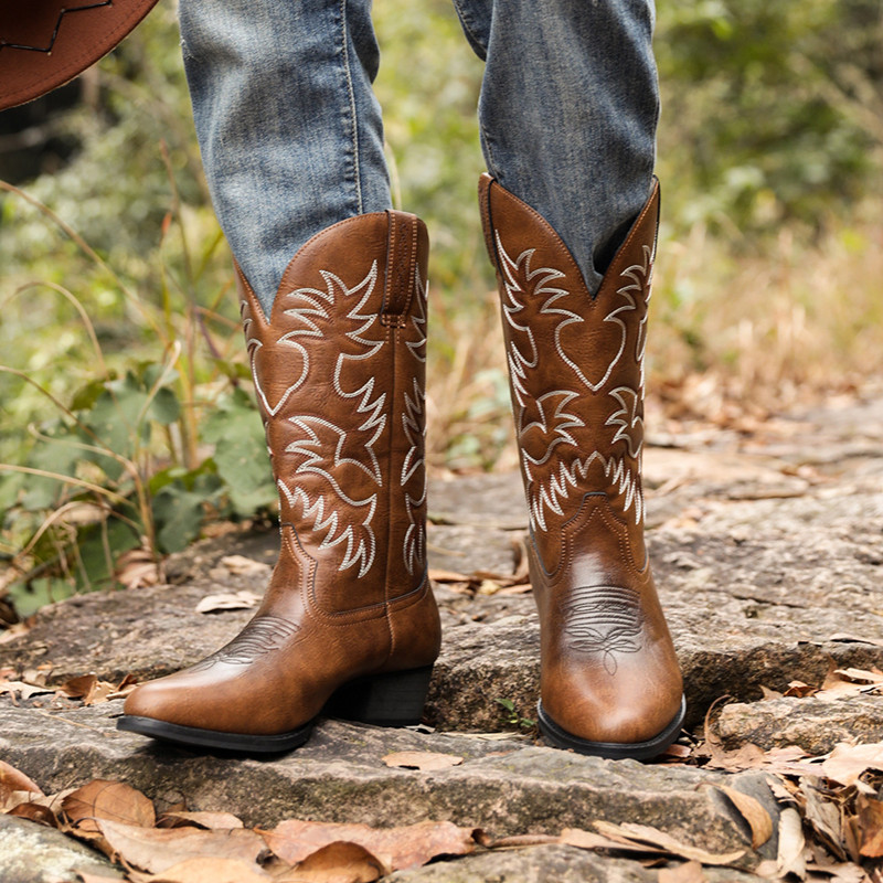 New Men Handmade Cowboy Boots  - Sewing Embroidery Fabric recension och pris