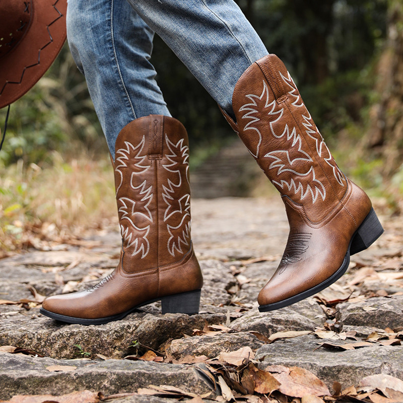 New Men Handmade Cowboy Boots  - Sewing Embroidery Fabric recension och pris